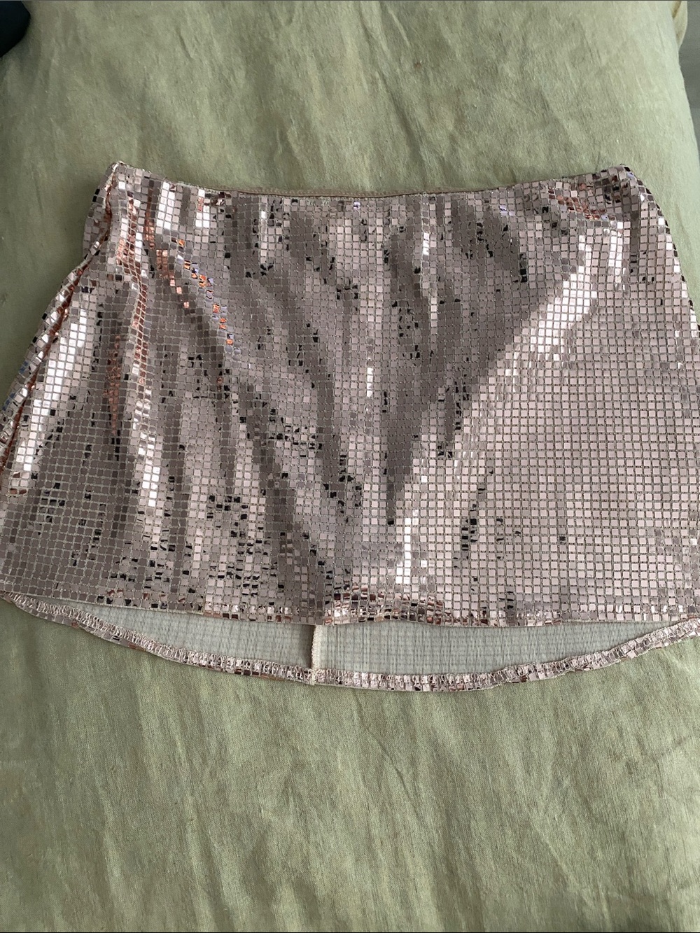 Olivaceous Rose Gold Sequin Mini Skirt